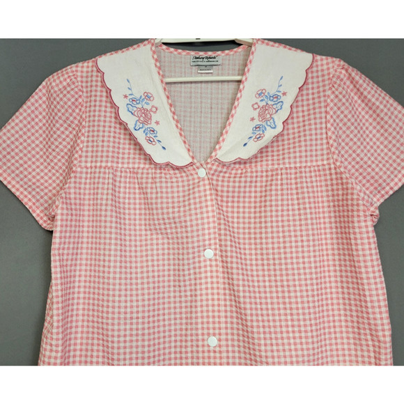 Anthony Richards Gingham House Dress Robe Womens MP Seersucker Duster Lounge VTG - Picture 3 of 11